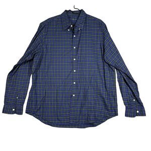 Ralph Lauren Mens Button‎ Down Shirt XL  Blue Green Yellow Plaid